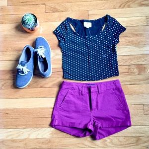 American Eagle Crop black/white polka dot T-shirt
